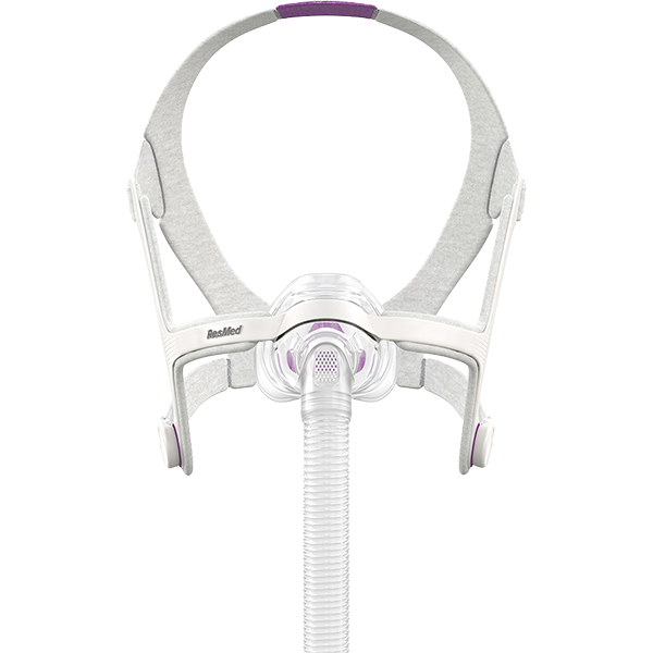 ResMed AirFit™ N20 Nasal Cushion CPAP Mask Complete System front view in lavender and gray